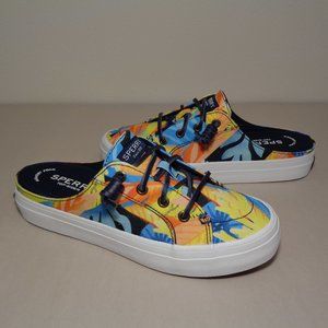 Sperry Size 7 M CREST MULE Coral Floral Navy Loafers New Women's Shoes